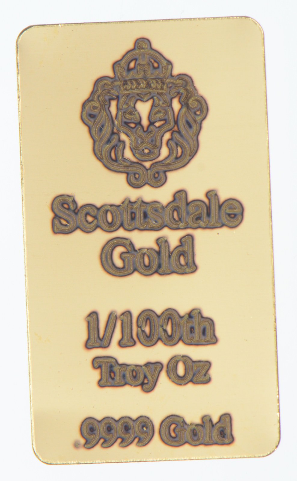 Scottsdale Gold 1/100th Troy Oz. .9999 Fine Gold Bar Property Room