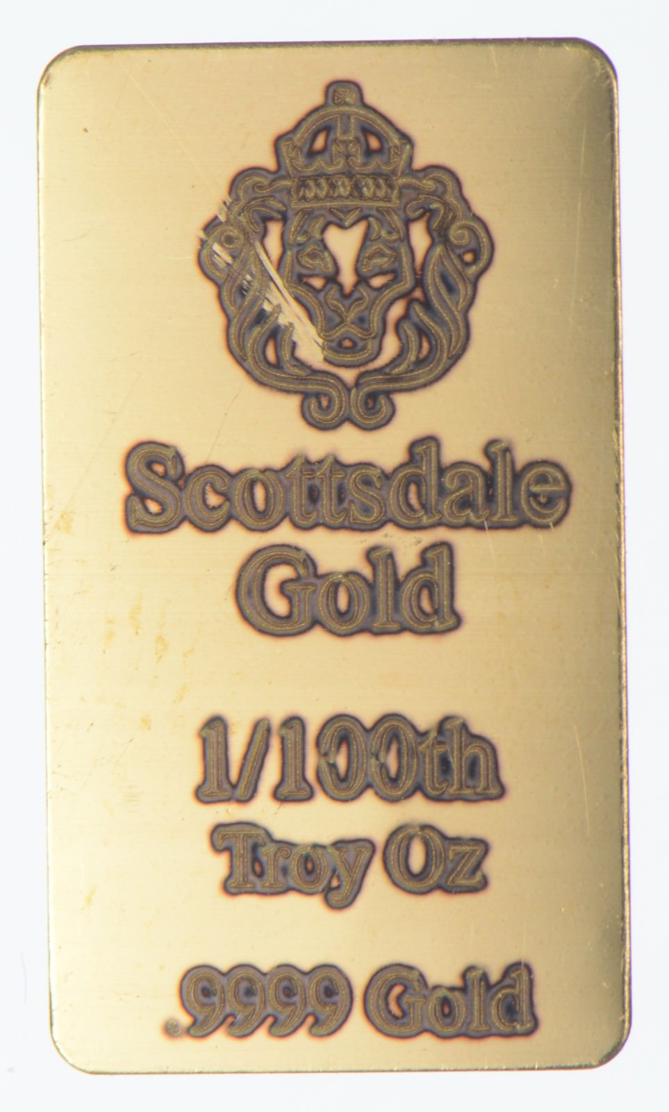 Scottsdale Gold 1/100th Troy Oz. .9999 Fine Gold Bar Property Room