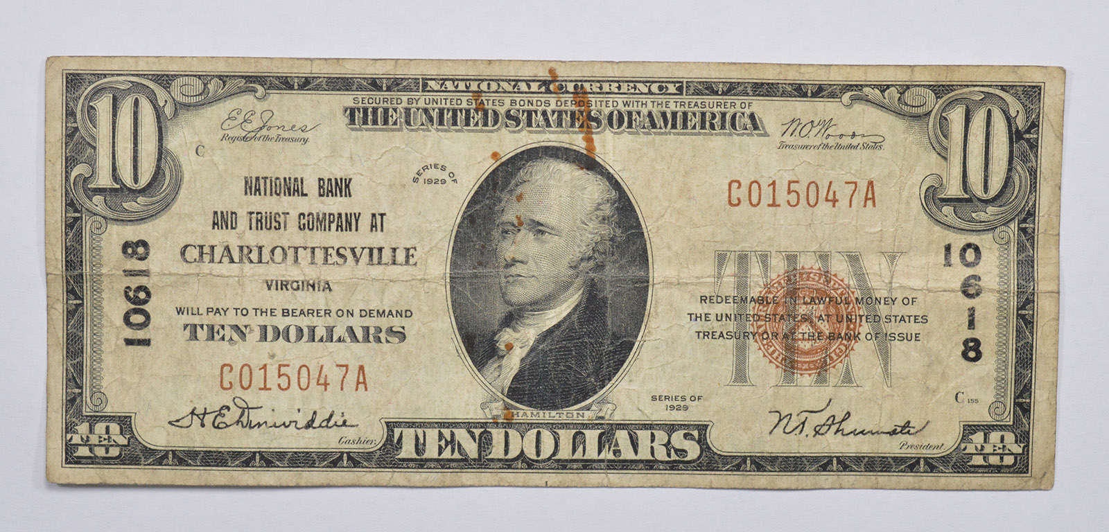 Series 1929 10 00 Charlottesville Va Charter No 10618 National