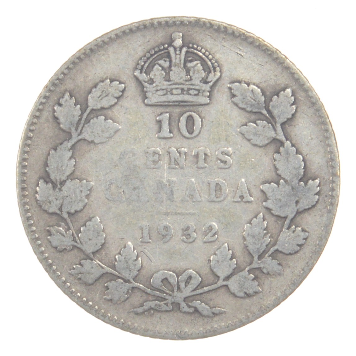 SILVER 1932 Canada 10 Cents World Silver Coin Property Room