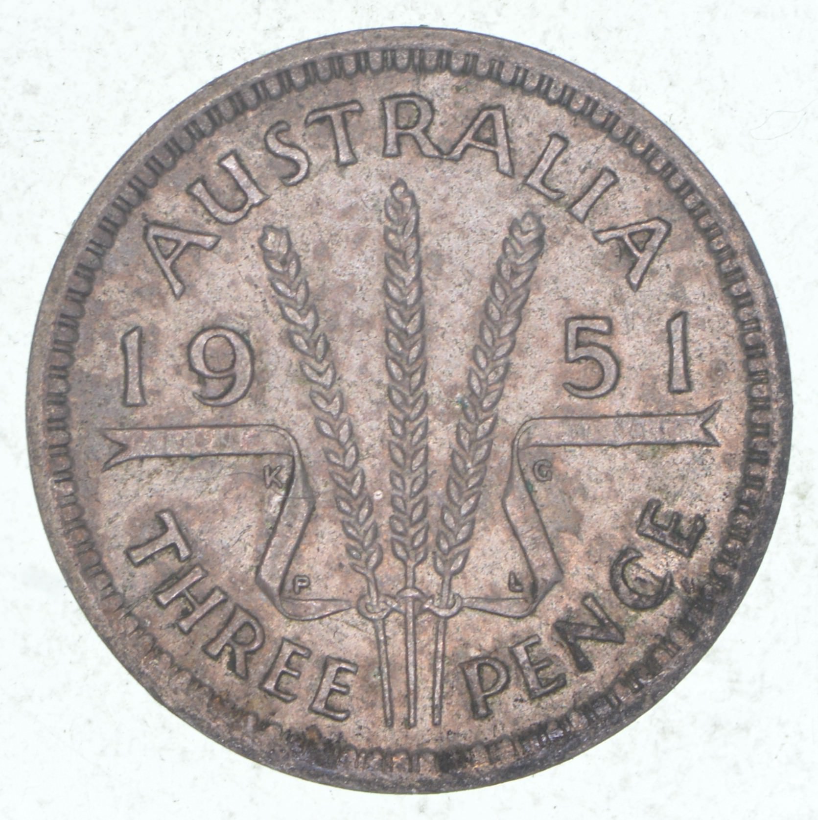 SILVER 1951 Australia 3 Pence World Silver Coin Property Room