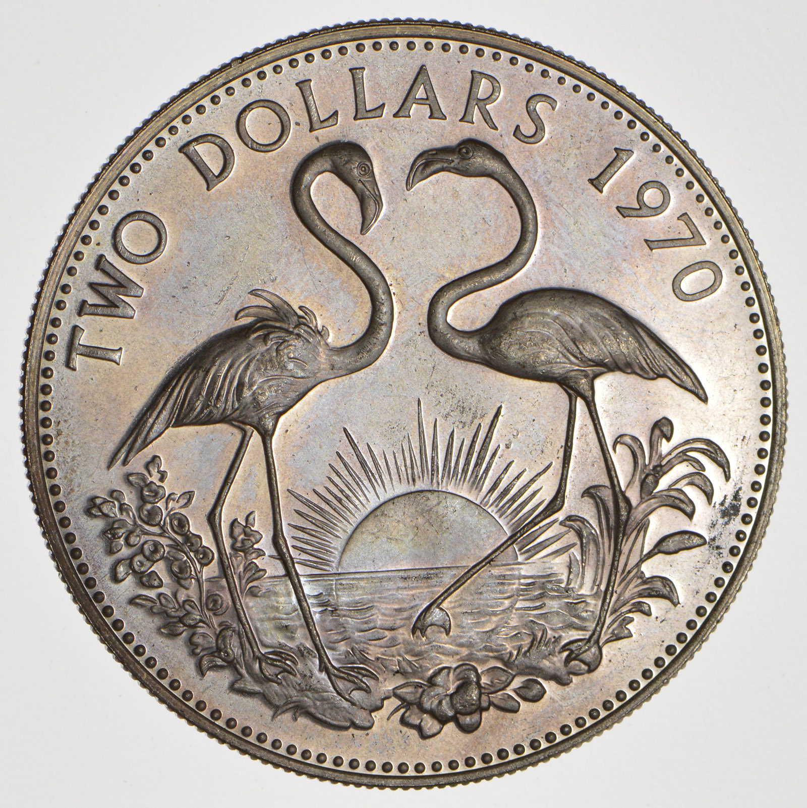 SILVER 1970 Bahama Islands 2 Dollars World Silver Coin 30.4 Grams