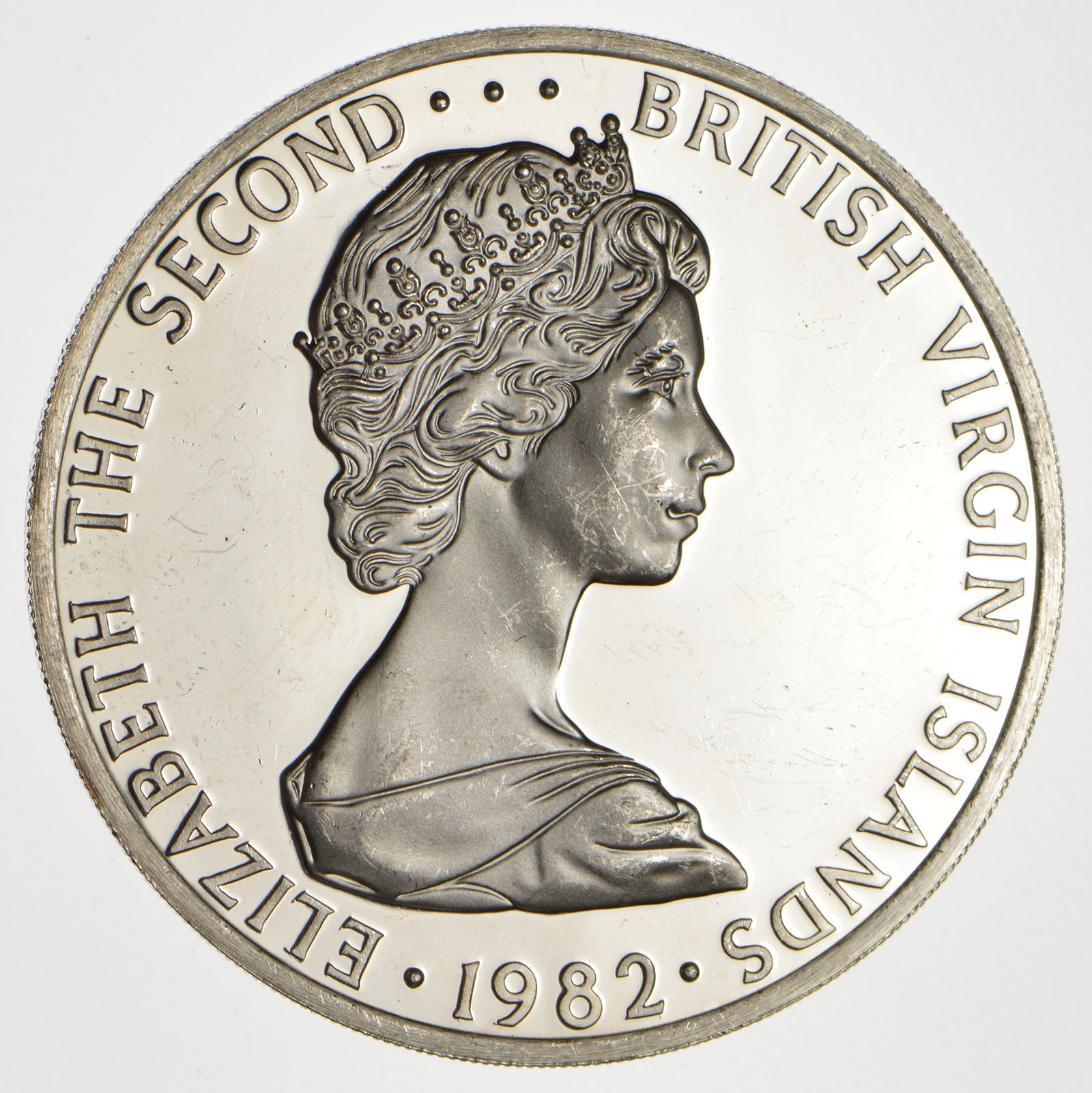 SILVER 1982 British Virgin Islands 1 Dollar World Silver Coin 25.5