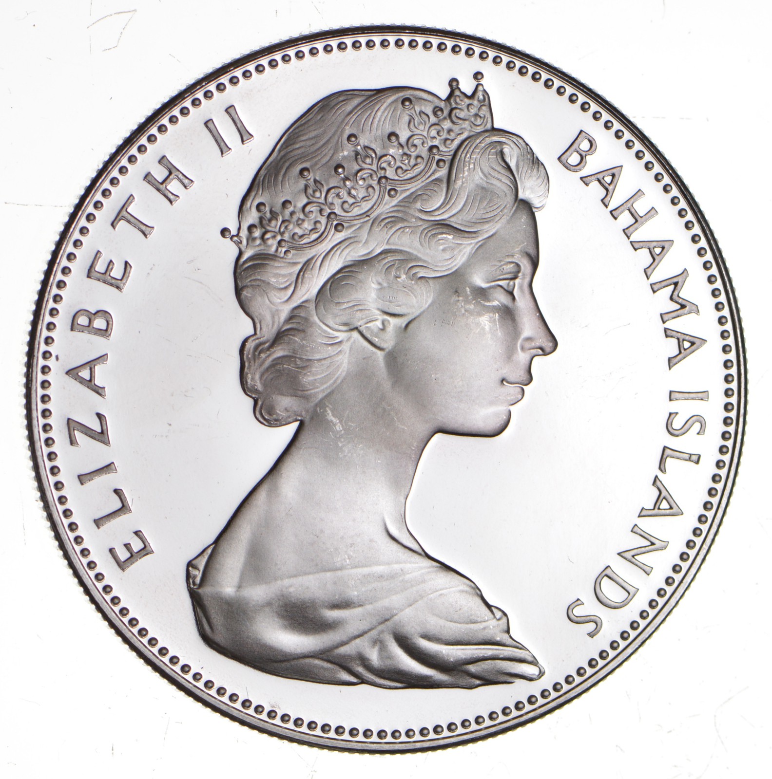SILVER HUGE 1970 Bahama Islands 5 Dollars World Silver Coin Property Room