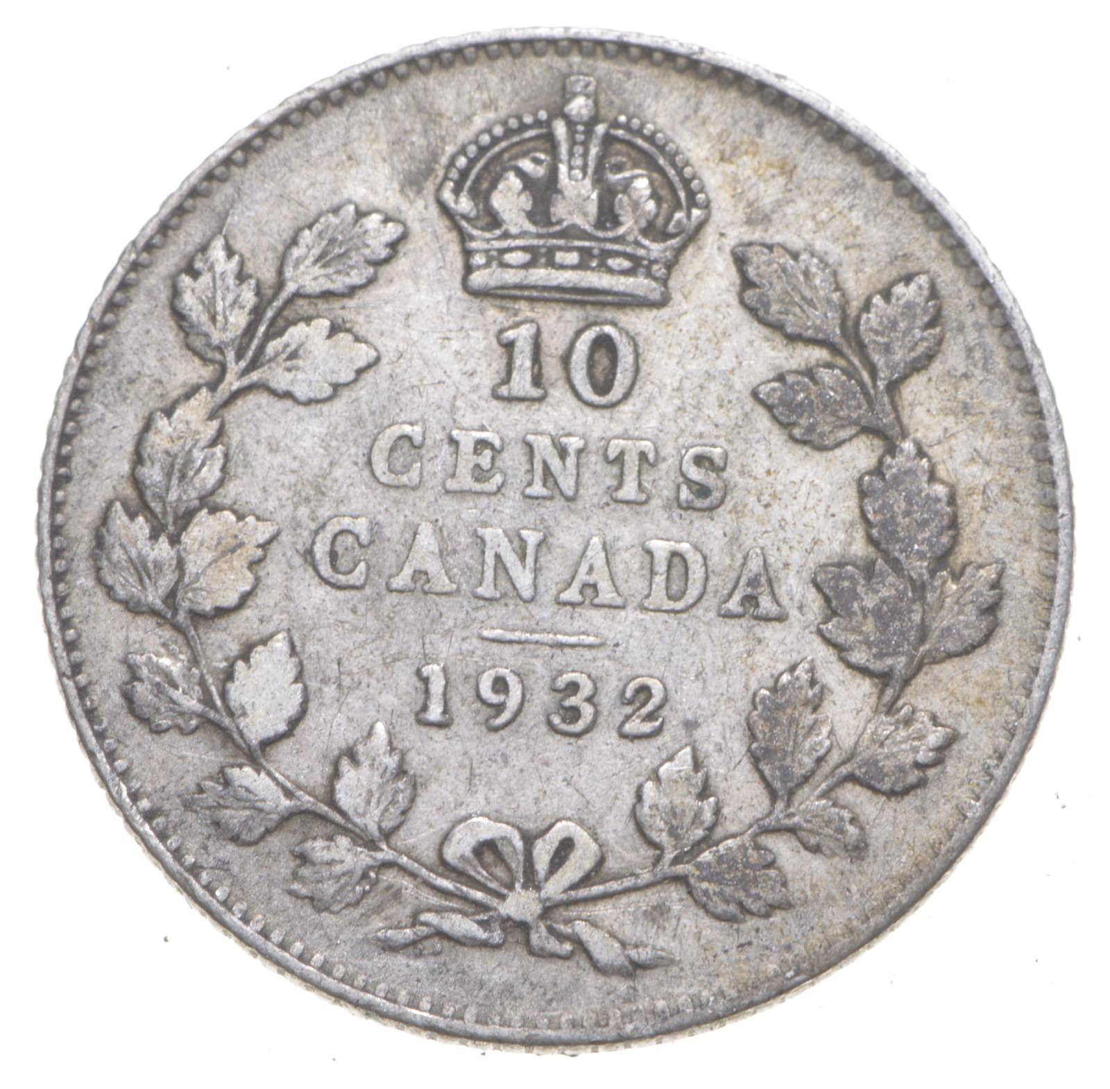 SILVER Roughly the Size of a Dime 1932 Canada 10 Cents World