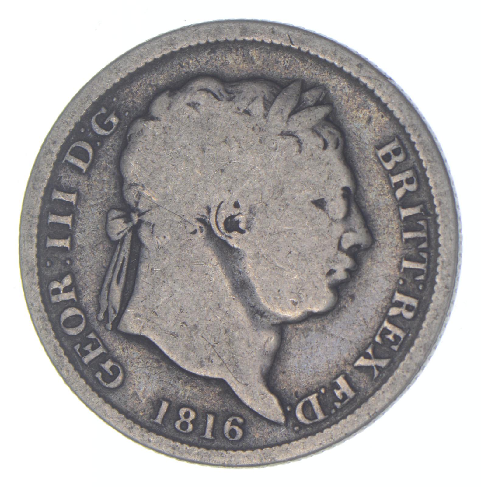 SILVER Roughly the Size of a Quarter 1816 Great Britain 6 Pence World