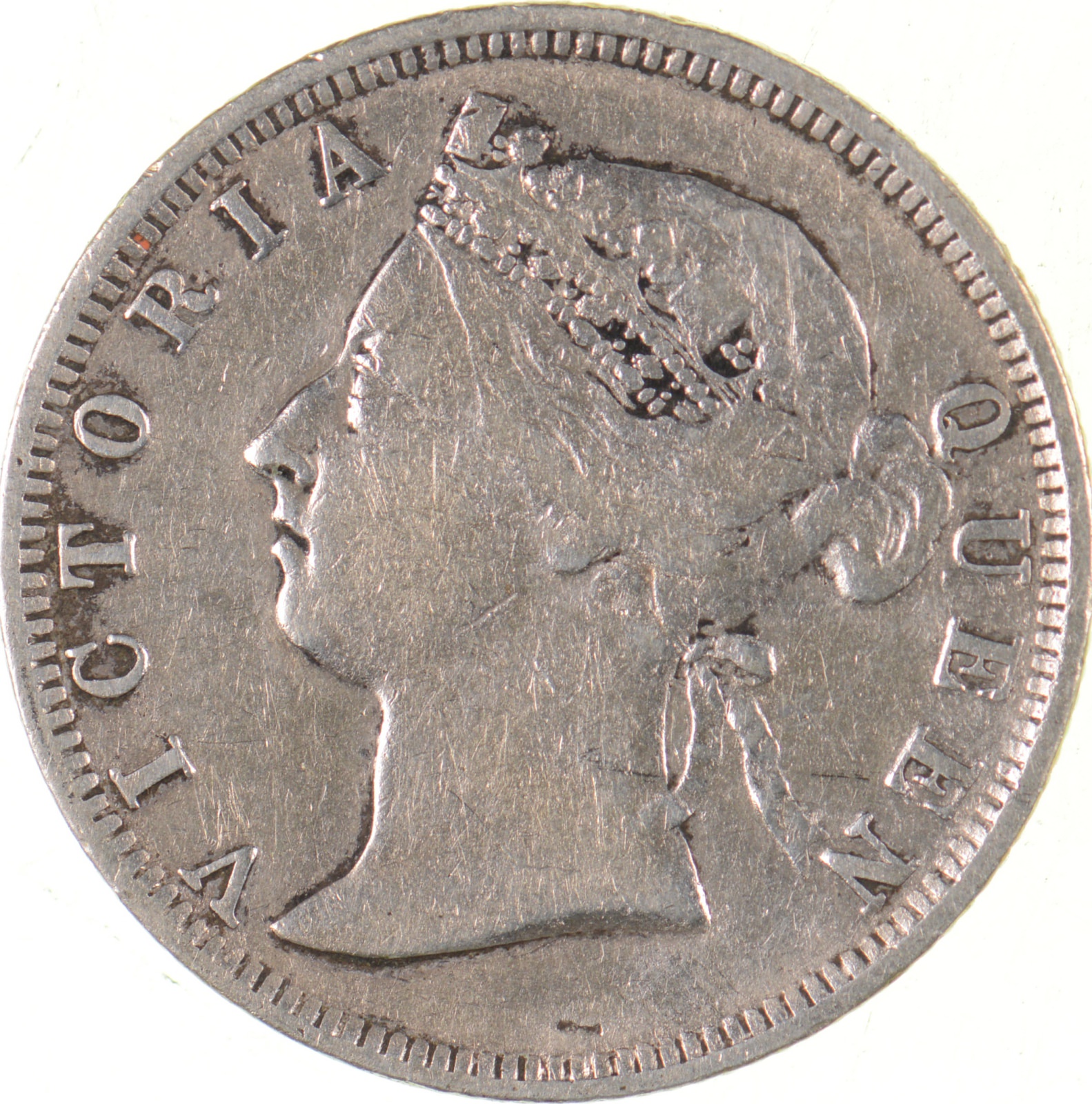 SILVER - Roughly the Size of a Quarter - 1884 Hong Kong 20 Cents ...