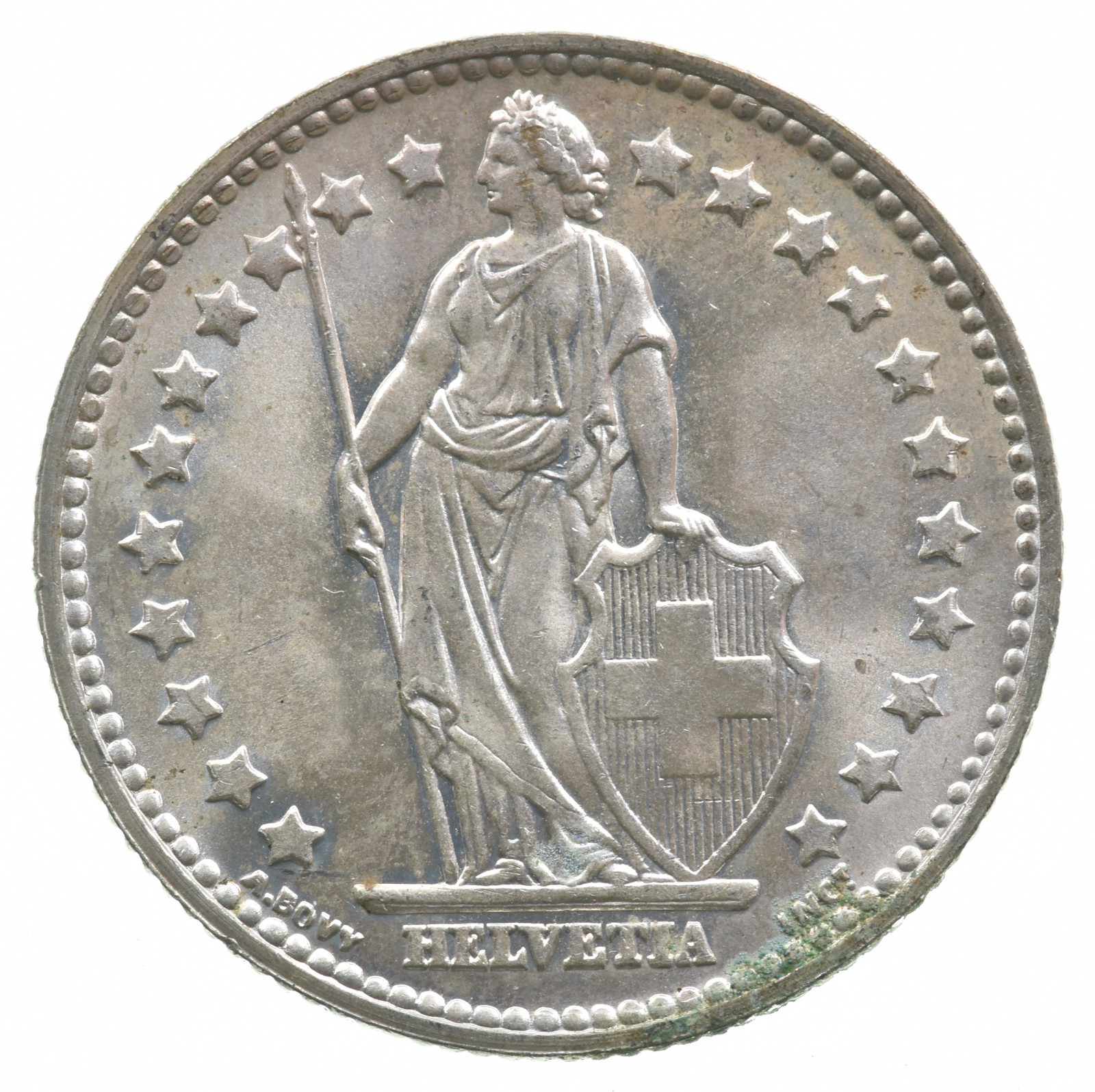 SILVER - Roughly the Size of a Quarter - 1958 Switzerland 1 Franc ...