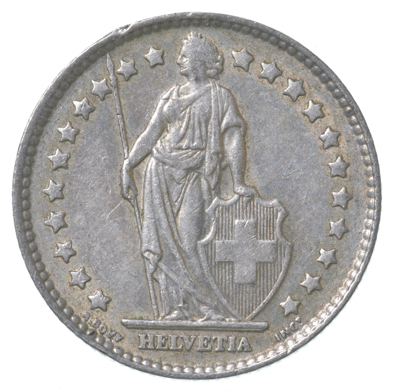 SILVER - Roughly the Size of a Quarter - 1963 Switzerland 1 Franc ...