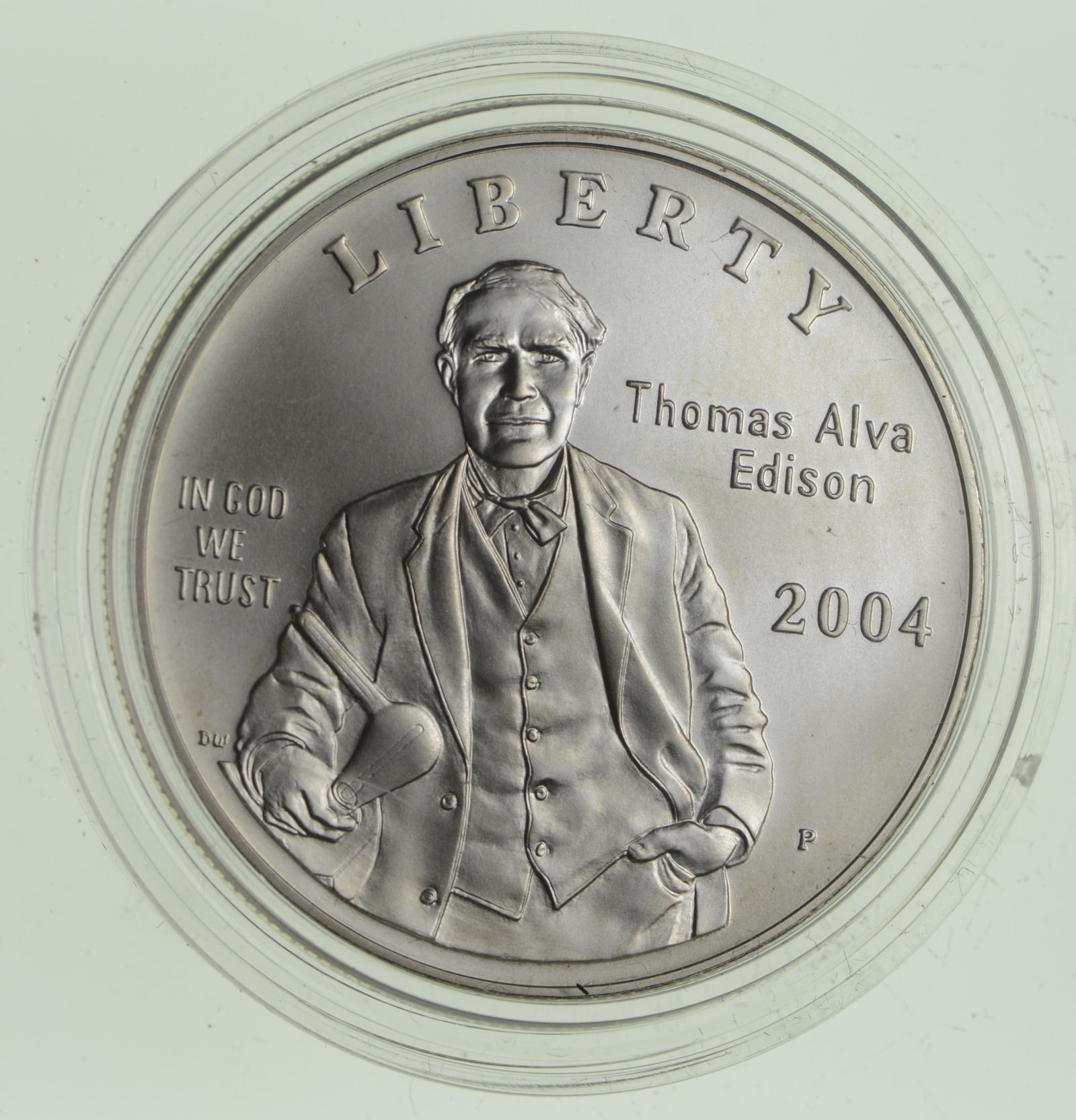 SILVER Unc 2004P Thomas Alva Edison Commemorative US Silver Dollar