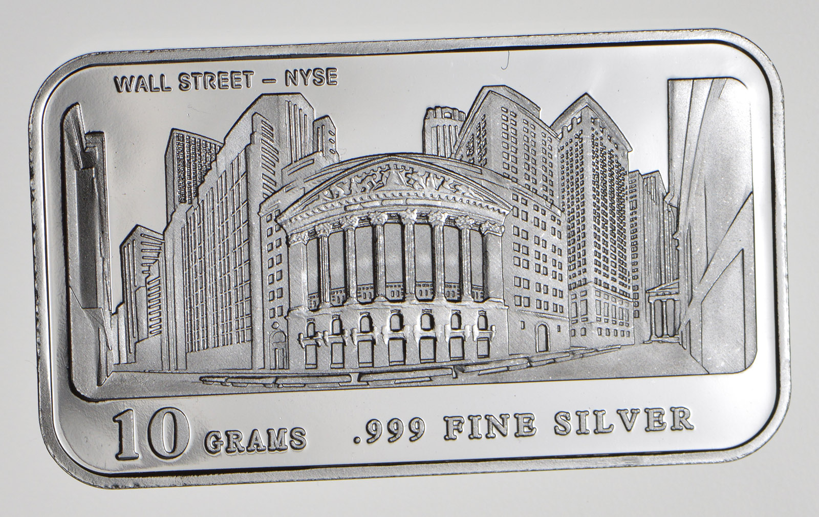 SILVER Wall Street NYSE 10 Gram .999 Fine Silver Limited Design