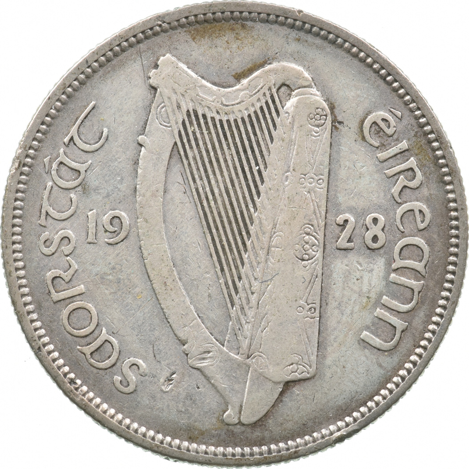 SILVER WORLD Coin 1928 Ireland 1 Floirin World Silver Coin