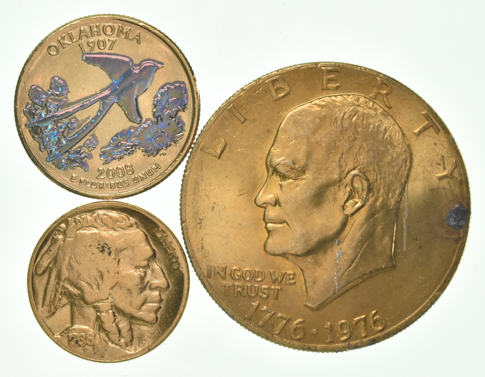 Solid 24K GOLD Plated Lot 2008P Oklahoma State Quarter 1936 Indian