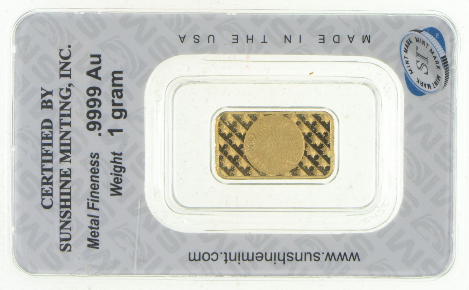 Sunshine Minting 1 Gram Gold Bar Property Room