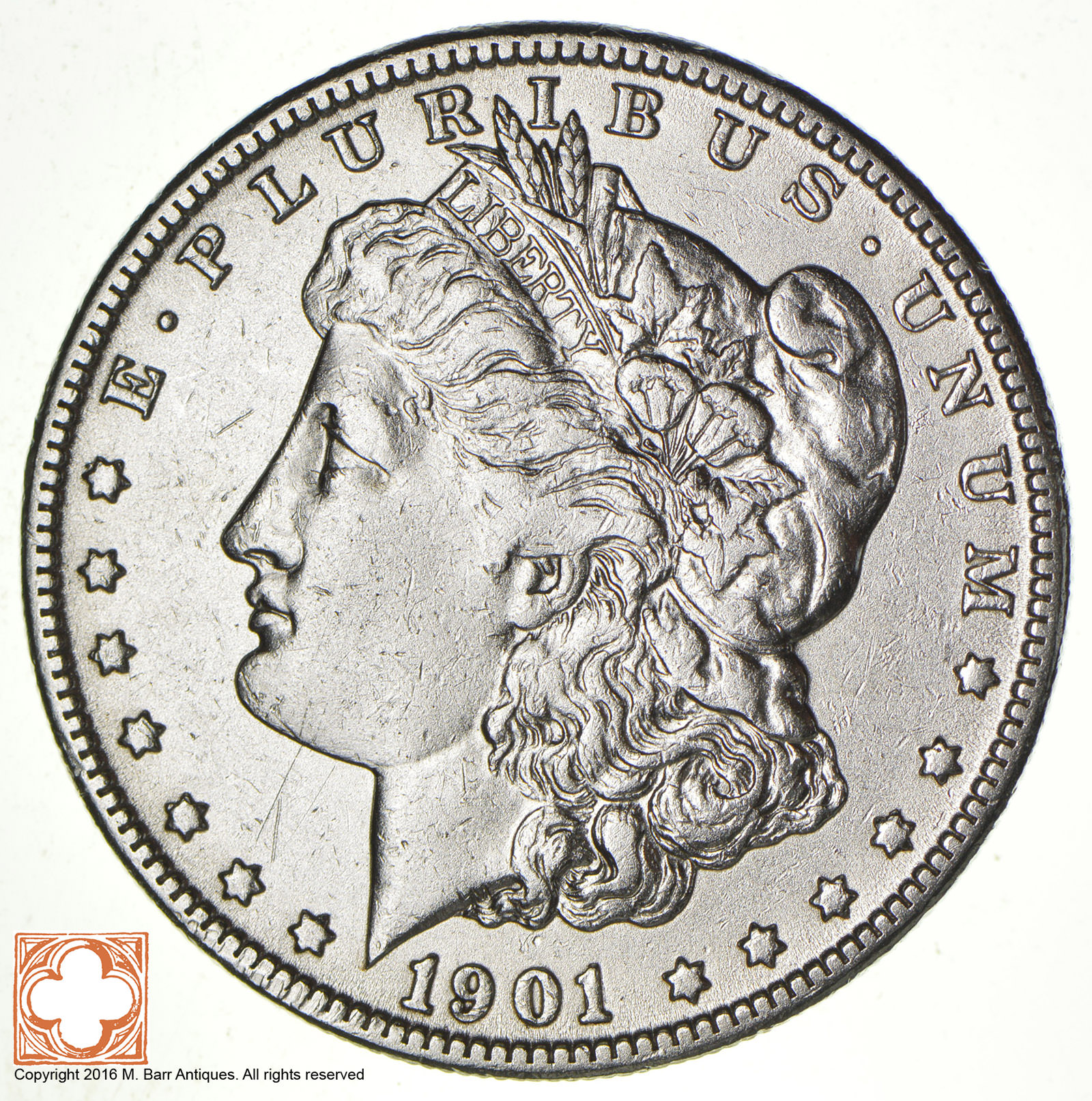 TOUGH - 1901-O Morgan Silver Dollar - Shiny! Better Grade - Big Retail ...
