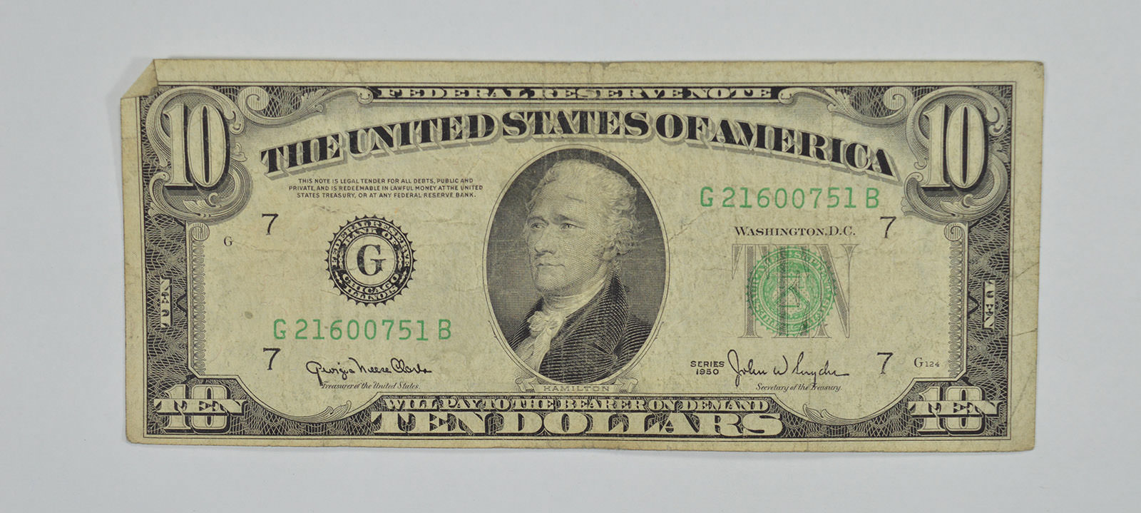 TOUGH 1950 Series 10.00 Federal Reserve Note FRN Collectible