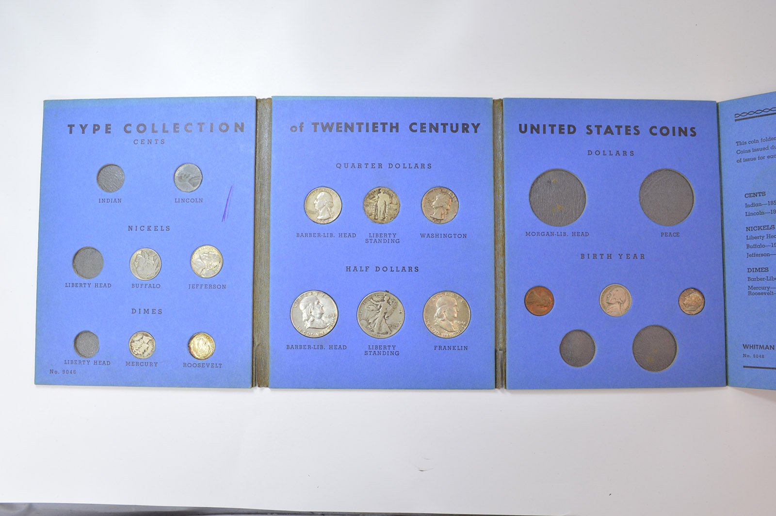 Type Collection of Twentieth Century United States Coins Whitman Coin Folder W/ 14 Coins