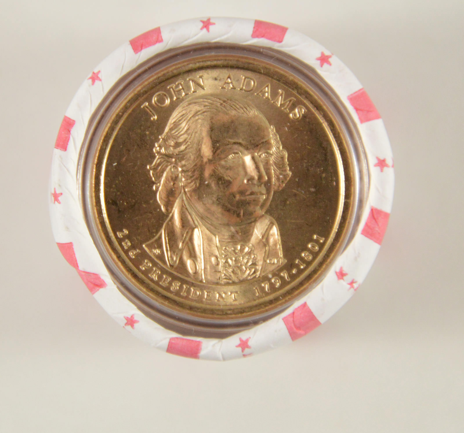 Unbroken Vault Roll DATE John Adams 10 Presidential Dollar Coins