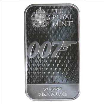 1 OZ 9999 SILVER BAR JAMES BOND 007 DIAMONDS ARE FOREVER THE ROYAL MINT LIMITED