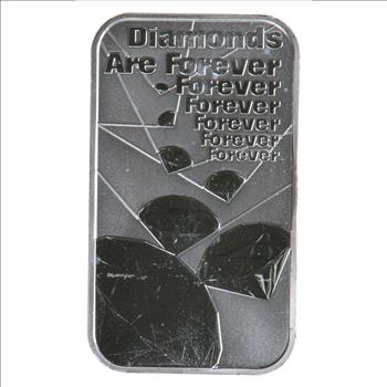 1 OZ 9999 SILVER BAR JAMES BOND 007 DIAMONDS ARE FOREVER THE ROYAL MINT LIMITED
