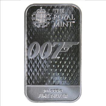 1 OZ 9999 SILVER BAR JAMES BOND 007 DIAMONDS ARE FOREVER THE ROYAL MINT LIMITED