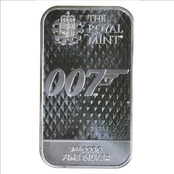 1 OZ 9999 SILVER BAR JAMES BOND 007 DIAMONDS ARE FOREVER THE ROYAL MINT LIMITED