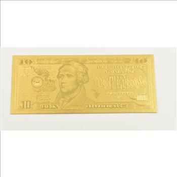 $10 Federal Reserve Note - 24K Gold Bank Note - Rare