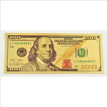 $100 Federal Reserve Note - 22K Gold Bank Note - Rare