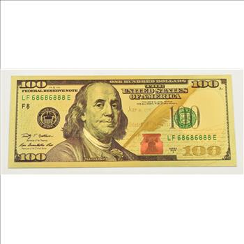 $100 Federal Reserve Note - 22K Gold Bank Note - Rare