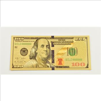 $100 Federal Reserve Note - 22K Gold Bank Note - Rare