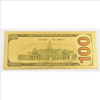 $100 Federal Reserve Note - 22K Gold Bank Note - Rare