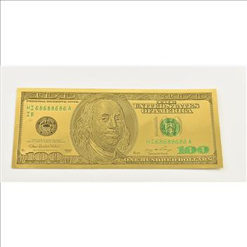 $100 Federal Reserve Note - 22K Gold Bank Note - Rare