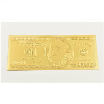$100 Federal Reserve Note - 22K Gold Bank Note - Rare