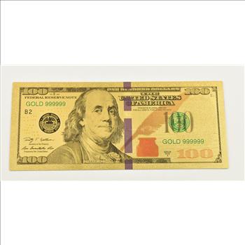 $100 Federal Reserve Note - 24K Gold Bank Note - Rare
