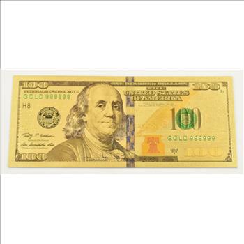 $100 Federal Reserve Note - 24K Gold Bank Note - Rare