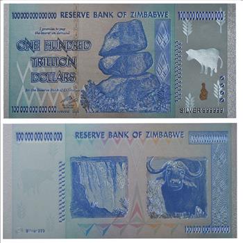 $100 TRILLION Zimbabwe Colorized Tribute Bank Note