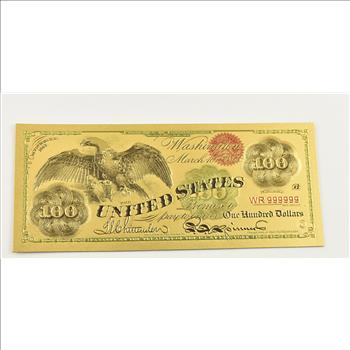 $100 Washington Legal Tender - 24K Gold Bank Note - Rare