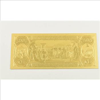$1000 Massachusetts Legal Tender - 24K Gold Bank Note - Rare