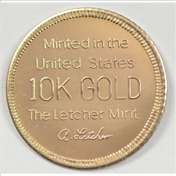 10K Gold Coin Letcher Mint Famous Flights Space Shuttle