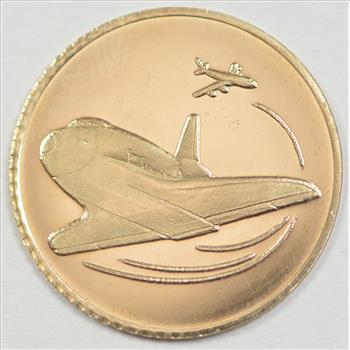 10K Gold Coin Letcher Mint Famous Flights Space Shuttle