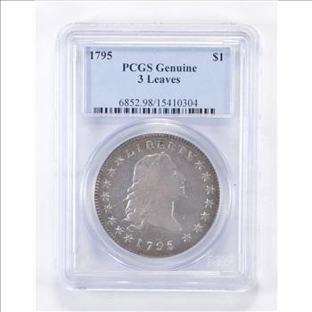 1795 Flowing Hair Silver Dollar - 3 Leaves - Graded PCGS