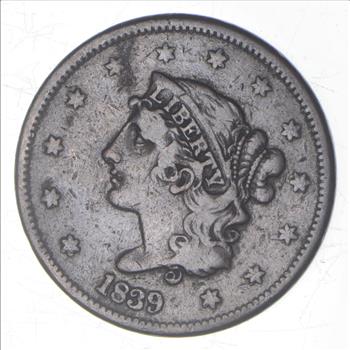1839 Young Head Large Cent - Booby Head