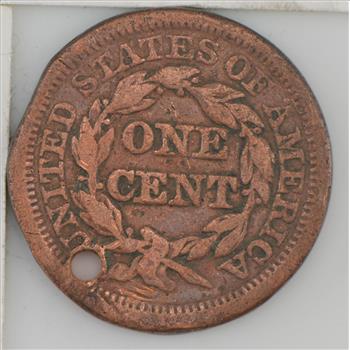 1845 Braided Hair Large Cent ***Hole