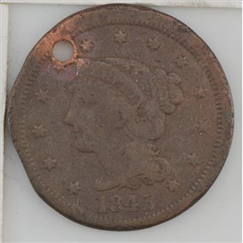 1845 Braided Hair Large Cent ***Hole
