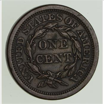 1850 Braided Hair Large Cent - Sharp