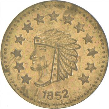 1852 Indian Head Round California Gold Rush Souvenir Token