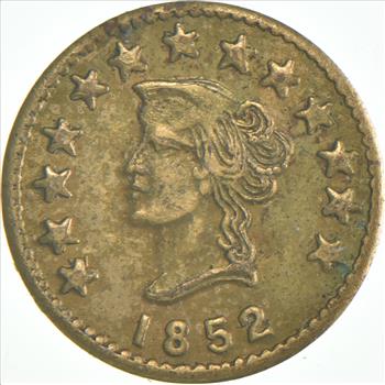 1852 Liberty Round California Gold Rush Souvenir Token