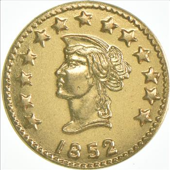 1852 Liberty Round California Gold Rush Souvenir Token