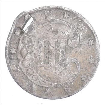 1852 Silver Three-Cent Piece - Trime - HOLED - Sannes Coin Collection