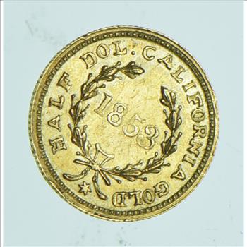 1853 Liberty Head California Gold 1/2 Dollar - BG-430